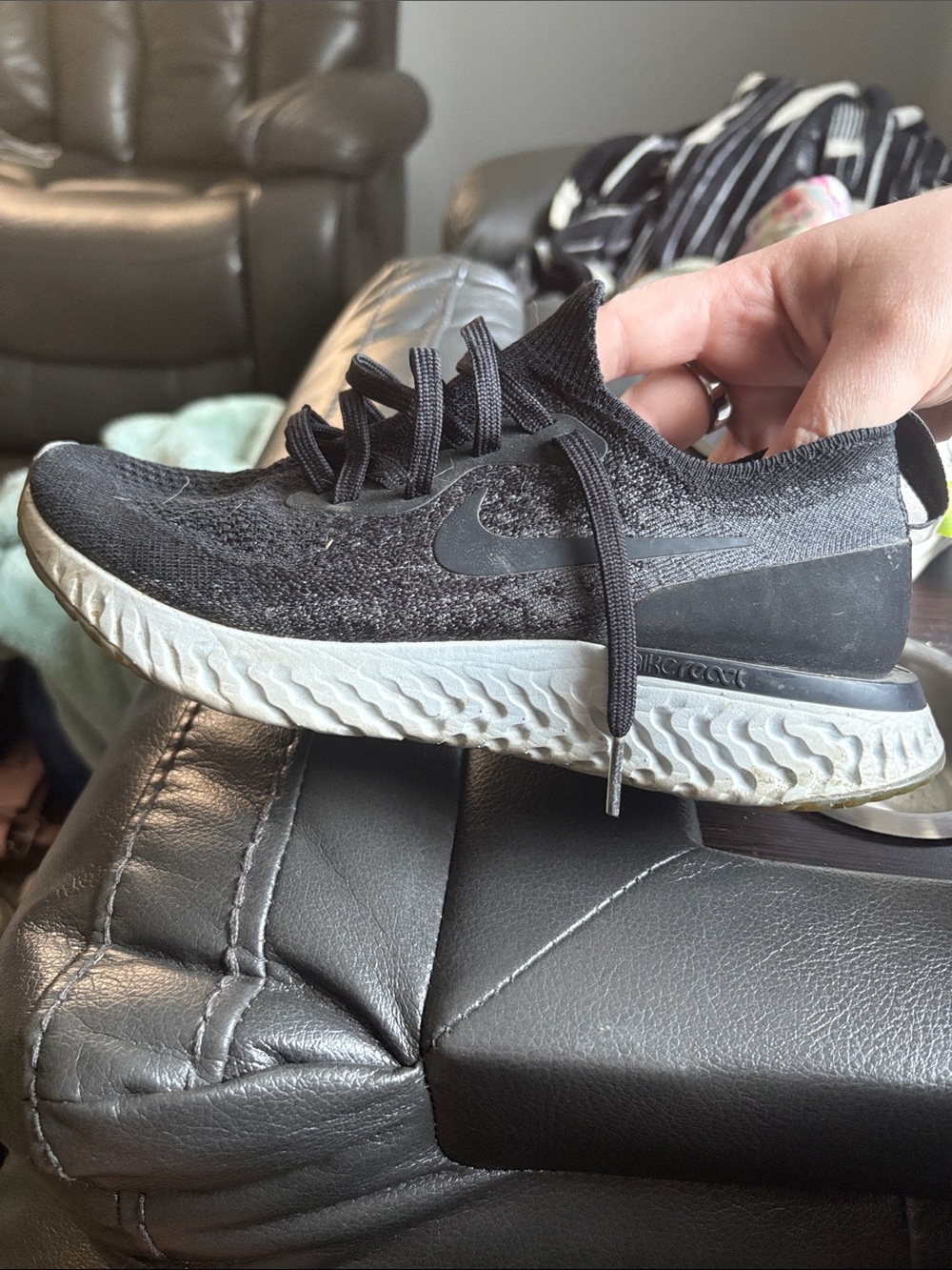 Nike Women’s Black and White Flyknit Running Sneakers